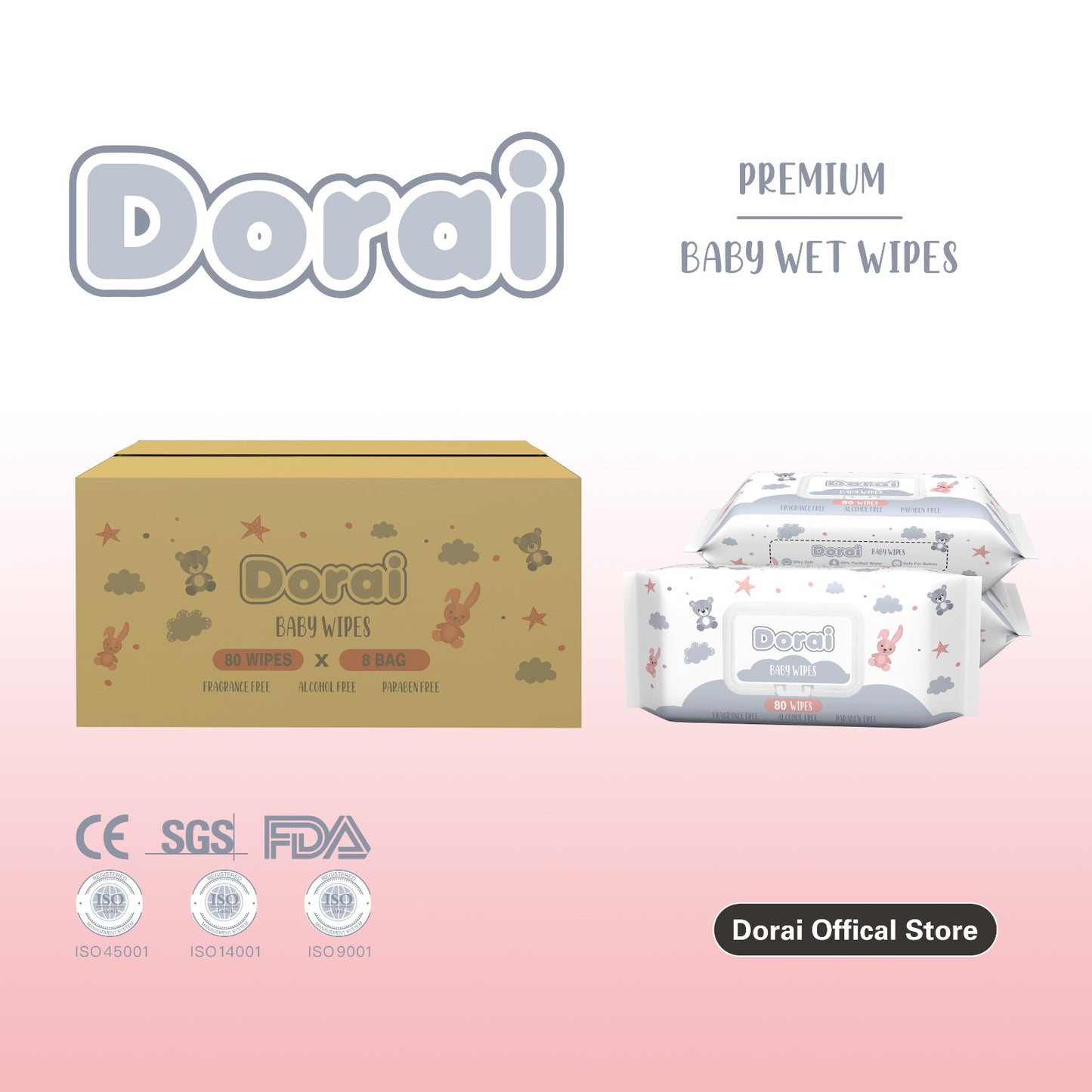 Dorai Baby Embossed Wet Wipes [Carton]